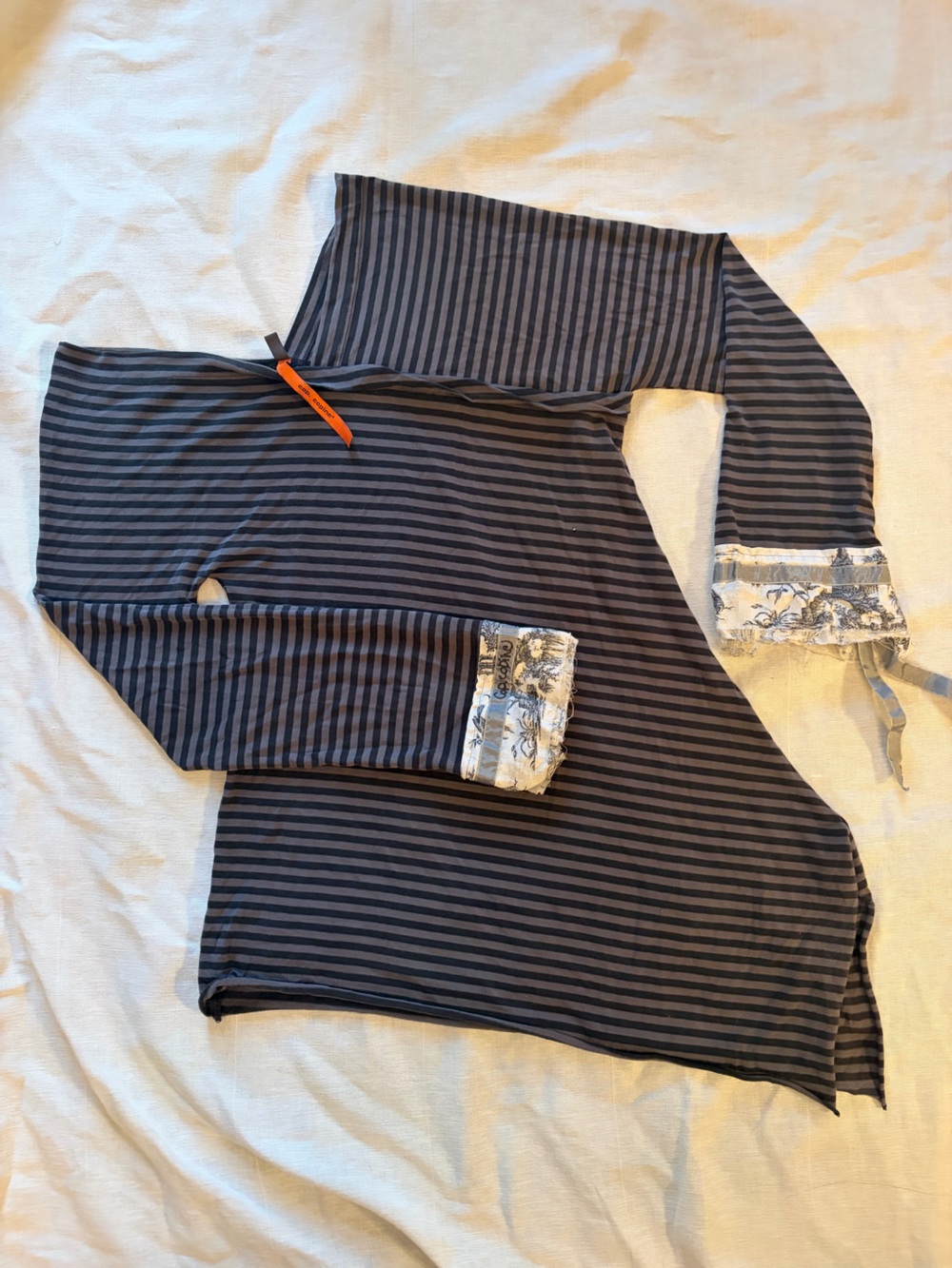 Cop.Copine Navy and Gray Striped Long Sleeve Tee